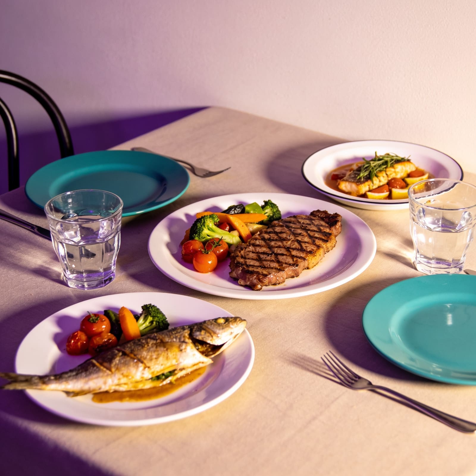Cena con specialità di carne e pesce